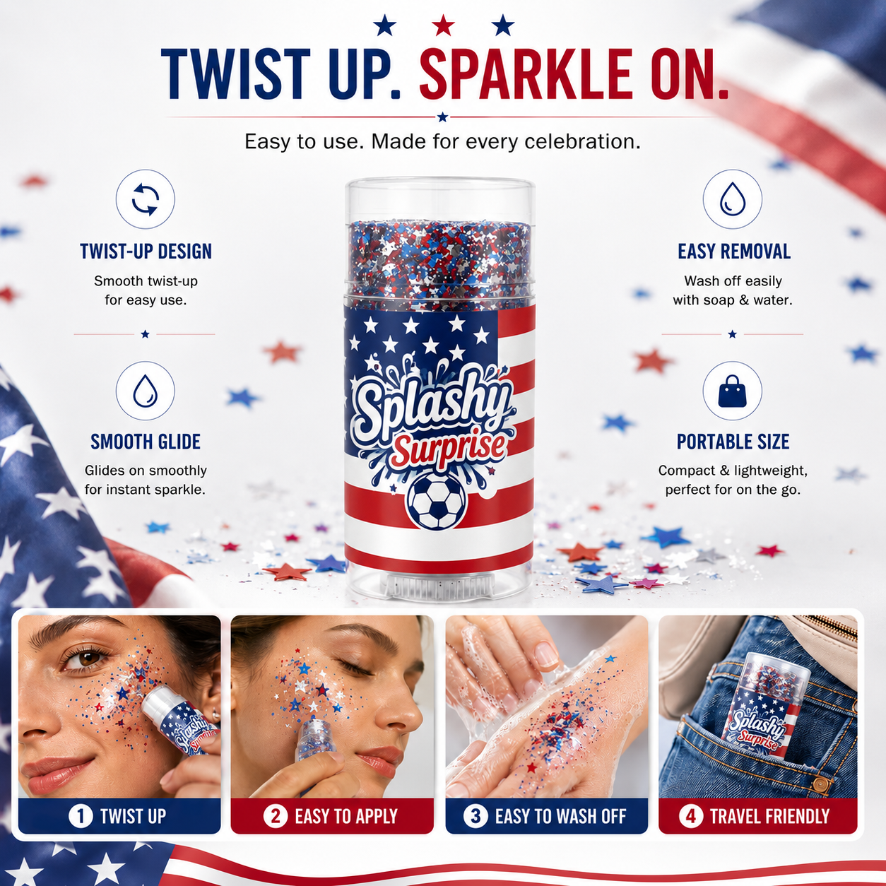 Fourth of July Glitter Stick