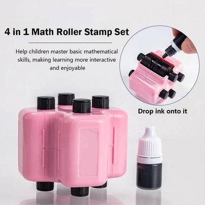 4-in-1 Math Roller Stamp — Reusable Addition, Subtraction, Multiplication & Division Practice