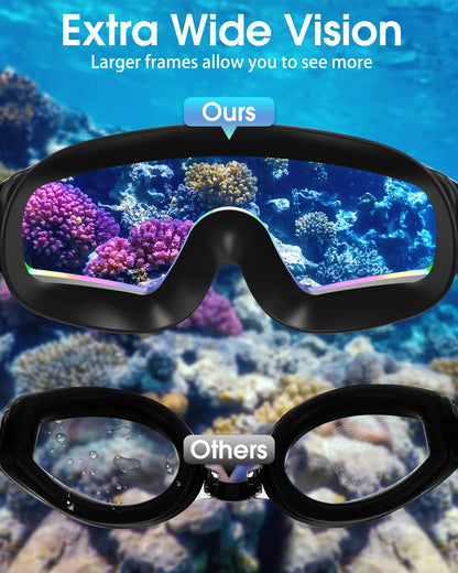 Anti-fog goggles for children - UV protection, full coverage lenses with waterproof earplugs and nose clips