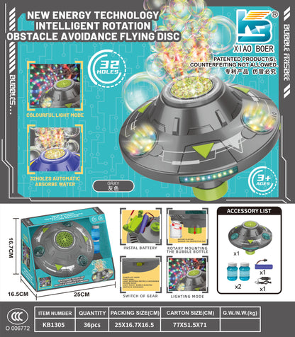 UFO bubble machine with rotating light