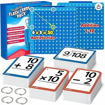 Math Flash Cards for Kids — Addition, Subtraction, Multiplication & Division Practice Set