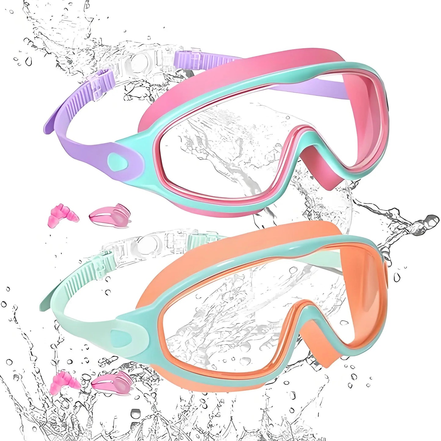 Splash Pro Kids Swim Goggles with Built-In Earplugs