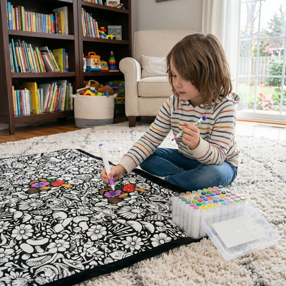 Giant Velvet Coloring Blanket — Free Washable Markers Included