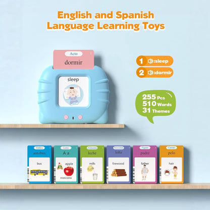 Bilingual Talking Flash Card Machine — 112 Audio Cards for Preschool Learning (English & Spanish)