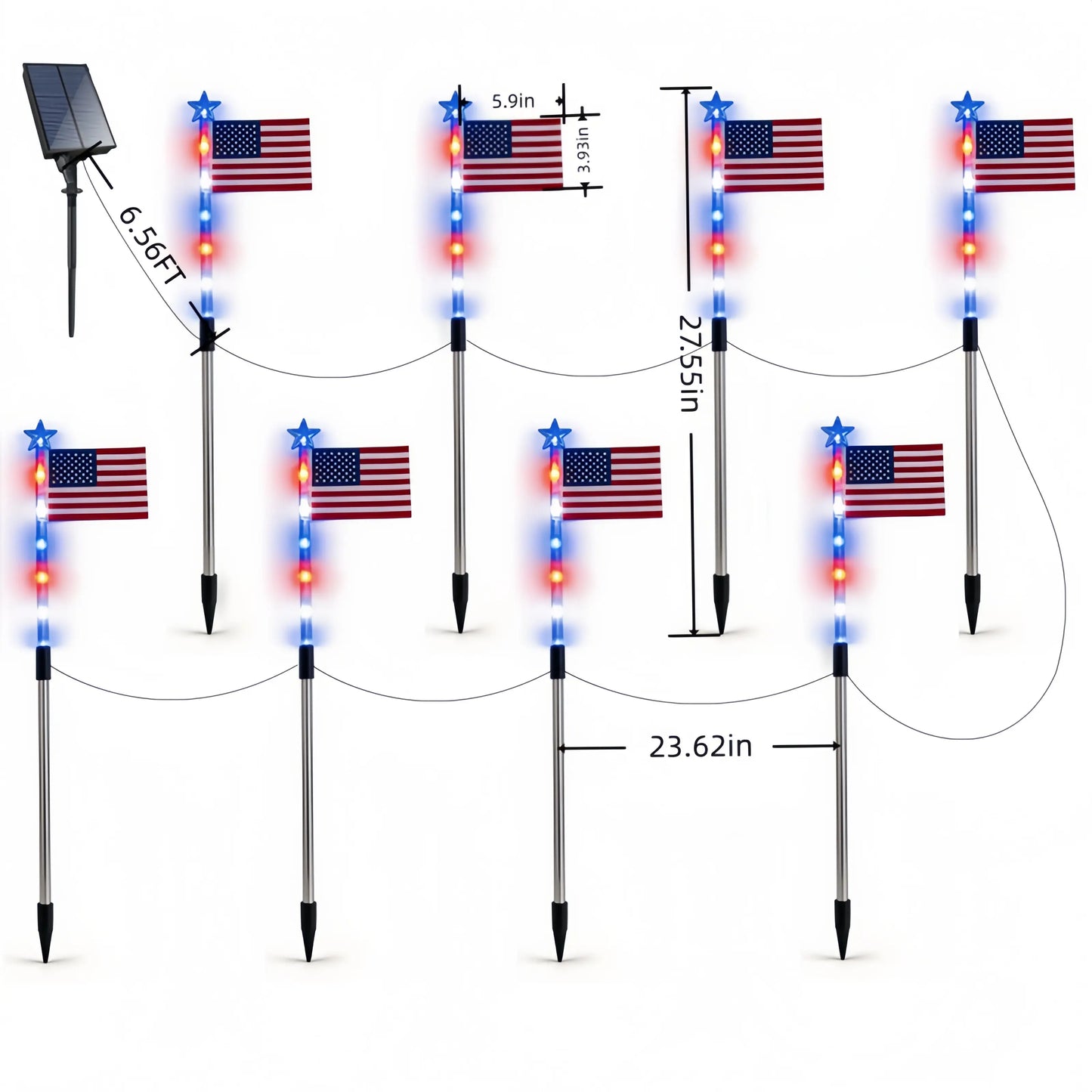 American Flag Solar Lights (8-Pack) — America 250 Edition