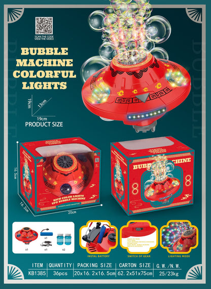 UFO bubble machine with rotating light