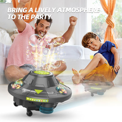 UFO bubble machine with rotating light